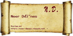 Neer Dénes névjegykártya